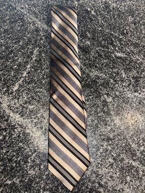 Joseph Abboud Striped Tie in Beige and Black